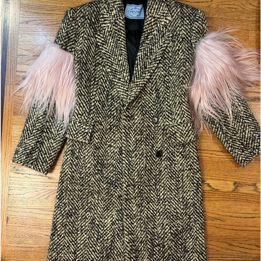 Brand New W/Tag Prada Faux Fur Wool Coat